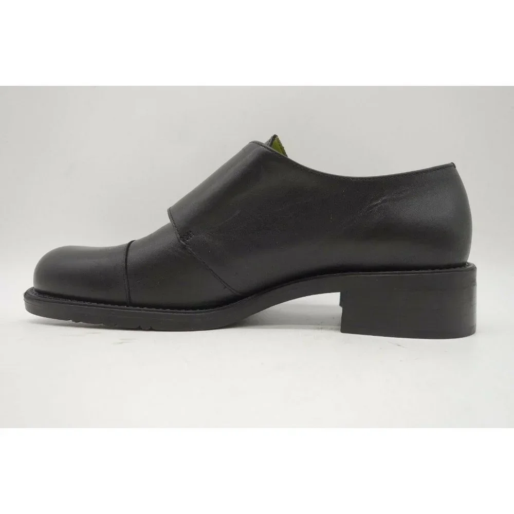 Nine West Black Leather Double Buckle Platform Shoes